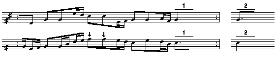 Node efter H. Johansen: Viser i bornholmsk mundart, Rnne, 1908-11, side 116.