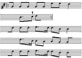 Node efter H. Grner-Nielsen: Vore ldste Folkedanse, 1917, side 19.