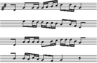 Node efter DFS 1929/34 II, Evald Tang Kristensens renskrifter. Melodi E 01/4:1.