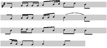 Node efter DGF bind 11, Tillæg A, side 36. Melodi 185 a.